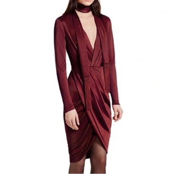 Altuzarra for Target Long Sleeve Satin Jersey Ruched Wrap Dress - Size 6 - Picture 2 of 2